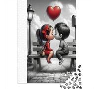 Pareja Romántica Escena Banco Puzzle de 1000 Piezas Papel Puzzle para Adultos Emoción Puzzle para Toda la Familia Relax Decoración Regalo 52x38cm/1000pcs