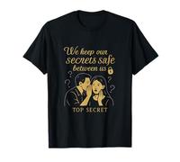 Pareja Secretos Script Top Secret Gráfico Camiseta