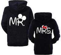 Pareja Sudadera con Capucha King Queen Mr Mrs Hoodie - 1x Suéter Hombre Negro M