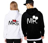 Pareja Sudadera con Capucha King Queen Mr Mrs Hoodie - 1x Suéter Mujer Blanco XXL