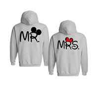 Pareja Sudadera Mr and Mrs para Hombre y Mujer con Capucha Manga Larga Encapuchado Jersey Pullover Impresión Sudaderas Amante Hoodies Pareja Suéter Otoño Invierno Negro Blanco Gris 1 Pieza