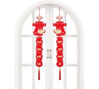 Parejas de decoración de Año Nuevo Lunar Vietnamita - de Pared con borlas Rojas Festivas, símbolos Felices de Año Nuevo, Parejas Decorativas de Primavera para la decoración de Vacaciones