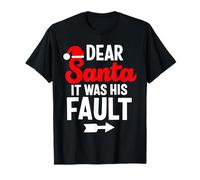 Parejas divertidas de Navidad Querido Papá Noel Fue Su Culpa Camiseta