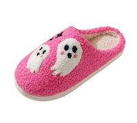 Parejas Hombres Mujeres Halloween Slip On Furry Flat Home Invierno Punta Redonda Mantener Caliente Estampados De Animados Zapatillas Zapatos Pack Zapatillas