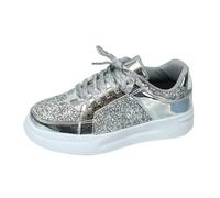 Parejas Moda Suela Gruesa Lentejuelas Cordones Aumento Zapatos Casuales Deportes Transpirables Zapatos Al Libre Zapatillas Mujer Deporte Cuña