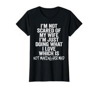 Parejas No Tengo Miedo de mi Esposa & Marido Humor Matrimonio Camiseta gráfica económica, Mujer, Negro, M