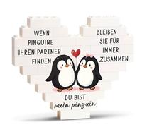 Parejas, Placa de Bloque de construcción en Forma de corazón para Parejas, Regalo de pingüino,para Marido y Esposa, Bloques de Rompecabezas en Forma de corazón decoración