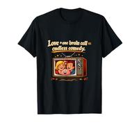 Parejas Una Célula Cerebro Retro TV Amor Comedia Diseño Camiseta