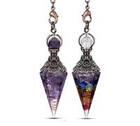 PAREKS 2 péndulos de cristal natural radiestesia con 6 facetas puntiagudas de resina de equilibrio, ópalo