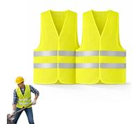 PARENCE. 2 Chalecos Amarillos Tamaño Universal de Alta Visibilidad Mixtos - Tiras Reflectantes - Seguridad al Aire Libre Todas Las Aplicaciones - Ciclismo, Trabajo, Running, Caminata