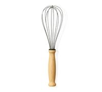 PARENCE.- Batidor 24,5 cm - Utensilios de cocina de acero inoxidable con mango de madera natural - Mezclado manual para bollería, nata, tortilla, tartas - Batidor resistente y ergonómico
