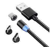 PARENCE - Cable Multicargador Magnético, 3 en 1 Cable Magnético de Carga Rápida y Sincronización de Datos con Micro USB, Tipo C, Adaptador IP para Teléfono, Android Samsung, Huawei, Kindle