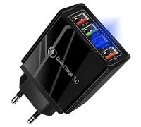 PARENCE.- Cargador de Pared USB con 4 Puertos - Rápido y eficiente - Universal, indicador LED (Actualización 2024)