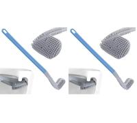 PARENCE - Cepillo de Silicona Curvo para la Limpieza del Inodoro o del baño - Colgador de Pared, Flexible, higiénico / 40x7x4,5cm, Color Aleatorio - Inodoro, baño (Paquete de 2)