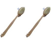 PARENCE.- Cepillo exfoliante de madera con mango largo y cordón colgante - Cepillo trasero para ducha y masaje circulatorio - Madera, 42x7x3cm (Paquete de 2)