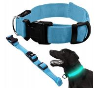 PARENCE - Collar LED Ajustable para Perros 36-59 cm - 3 Modos de luz, Seguridad Nocturna, Collar de luz para Perros y Gatos, Visible Desde 500 m, Impermeable, con Pilas CR2016 - Azul