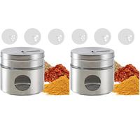 PARENCE.- Dispensador de Especias de Acero Inoxidable - Tarro Multifunción con Diferentes Agujeros para Sal, Pimienta, Curry, Cebollino - 6 x 5 x 5 cm (Paquete de 2)