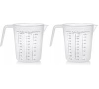 PARENCE.- Dosificador de plástico de 1L con asa - Litro, azúcar, graduación de harina - Gran capacidad 1000 ml - Aplicación fácil y precisa - No meter en el lavavajillas (Paquete de 2)