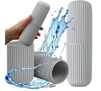 PARENCE.- Estuche para cepillos de Dientes - Cordón para Colgar, Almacenamiento práctico e higiénico - Cierre Seguro con Copa a presión - Viaje, Diario - Gris