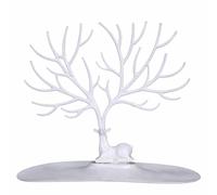 PARENCE - Exposición de joyería de árboles de ciervo - Organizador de pendientes, pulseras y collares - Soporte decorativo blanco con base ancha