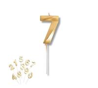 PARENCE - Goldene Zahlenkerze 7 - Geburtstagskerze für Feier, Party und Jubiläum - Ideal als Kuchendekoration - Premium-Qualität, lange Brenndauer