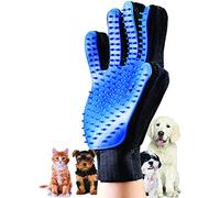 ParENCE - Guantes de aseo de masaje para perros y gatos - Limpieza de pelo de animales de goma (1 guante negro azul)