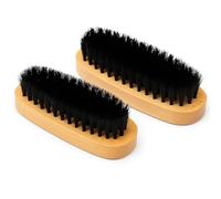 PARENCE.- Juego de 2 cepillos para Zapatos de Madera - cerdas Negras semiduras - 14x5x3 cm - Cepillo de Aseo de Cuero, Gamuza y Nobuk - Mango ergonómico - 2 Piezas