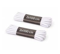 PARENCE. Juego de 2 pares de cordones blancos 100 cm - Cordones redondos de tela - Cordones resistentes para zapatillas, zapatillas y zapatos - 4 cordones