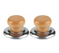 PARENCE.- Juego de 2 pomos de tapa de madera/acero - 2 asas de tapa para ollas y sartenes - Universal con tornillos de montaje