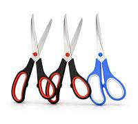 PARENCE. Juego de 3 pares de tijeras domésticas grandes de 24 cm - acero inoxidable - mangos ergonómicos bicolor - colores aleatorios - 3 piezas