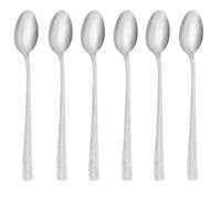 PARENCE - Juego de 6 cucharas de postre largas de 18,5 cm - Acero inoxidable - Mango grabado - Cucharilla, helado o postre