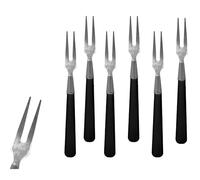 PARENCE. Juego de 6 tenedores para aperitivos - mini tenedores de acero y plástico negro - tapas, aperitivo, queso, palillos de embutidos - 10 cm - 6 piezas