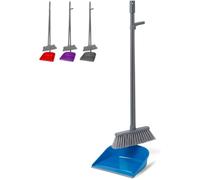 PARENCE.- Juego de Palas y cepillos con Mango Largo de 80 cm - recogedor de Polvo y Escoba de cerdas Finas - Kit de Limpieza ergonómico para el hogar, la Oficina y el Exterior