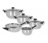 PARENCE.- Juego de utensilios de cocina de inducción de acero inoxidable de 8 piezas - Juego de ollas y sartenes con tapas de vidrio - Compatible con todos los quemadores