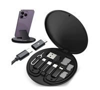 Parence.- Kit Adaptador USB de 60W - Cable USB-C, Adaptador Universal (-C, Lightning, Micro USB) - Carga rápida y Transferencia de Datos - Estuche Compacto con Almacenamiento