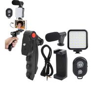 PARENCE.- Kit Completo de vlogging para Smartphone - trípode Ajustable, micrófono direccional, iluminación LED, Mando a Distancia Bluetooth, Soporte Universal - grabación de vídeo, Streaming