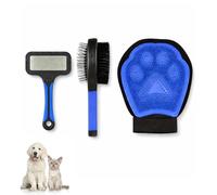 PARENCE. Kit de peluquería de 3 piezas para perros y gatos - Cepillo de doble cara, desenredado y guante de silicona para peluquería - Kit de peluquería