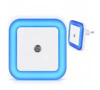 PARENCE. Luz nocturna LED con sensor de crepúsculo - Luz nocturna automática en enchufe de 230V - Iluminación para dormitorio, pasillo, escaleras y baño - Color aleatorio
