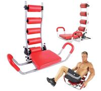 PARENCE.- máquina de fuerza abdominal - asiento giratorio, equipo de fitness en casa para abdomen, cintura, brazos y muslos - varios ejercicios, 3 niveles de resistencia, reposacabezas cómodo