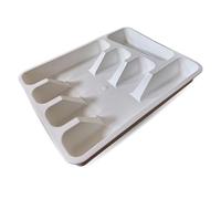 PARENCE.- Organizador de cubiertos 5 compartimentos - Organizador de cajones de cocina de plástico 33x26x5 cm - Compartimento de almacenamiento para tenedores, cuchillos, cucharas