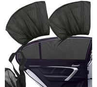 PARENCE - Parasol Universal Deslizante para Coche - Juego de 2 mosquiteras Negras para Ventanas Laterales - Protección Solar e Insectos - 80 x 60 cm