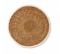 PARENCE.- Posavasos Redondo Grande de Posavasos Ø30 cm con Borde Blanco - Mantel Individual rústico - Accesorios de Cocina Resistentes al Calor