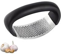 PARENCE.- Prensa de ajo multifuncional de acero inoxidable - Molinillo de ajo pequeño y compacto con mango ergonómico - Negro