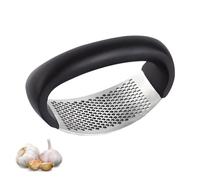 PARENCE.- Prensa de ajo multifuncional de acero inoxidable - Molinillo de ajo pequeño y compacto con mango ergonómico - 10,5x5cm, negro