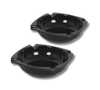 PARENCE.- Set de 2 ceniceros de melamina - 10 cm de diámetro - Compacto, ligero, resistente y versátil - 2 piezas, negro