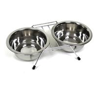 PARENCE.- Set de 2 Cuencos de Acero Inoxidable para Mascotas - Soporte Antideslizante con Patas de Goma - Gatos y Perros pequeños - 11cm de diámetro