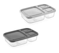 PARENCE.- Set de 2 fiambreras 3 compartimentos - Cajas de comida sin BPA 1.15L - tapa con cerradura - apto para lavavajillas y congelador - color aleatorio - 2 piezas Hecho en Europa