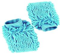 PARENCE.- Set de 2 Guantes de Microfibra para el Cuidado del Coche / 2 Guantes de Doble Cara para el Polvo doméstico del Coche - Color Aleatorio (Azul, Morado, Naranja, Rosa)
