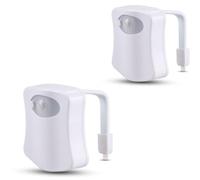 PARENCE.- Set de 2 luces LED para aseos/Iluminación con sensor de movimiento para aseos y baños/Luz nocturna con 8 colores diferentes - 2 piezas