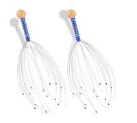 PARENCE.- Set de 2 masajeadores de cabeza y cuero cabelludo - Instrumento de masaje relajante para cabeza, cuello y cabello - Araña antiestrés con púas - Color aleatorio